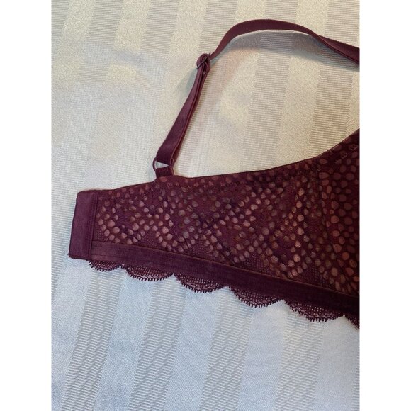 VICTORIA'S SECRET Very Sexy Crochet Lace Velvet Push-Up Bra 38D Burgundy - Picture 6 of 12